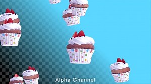 3D Animated Falling Cupcakes Loop for Parties and Celebrations