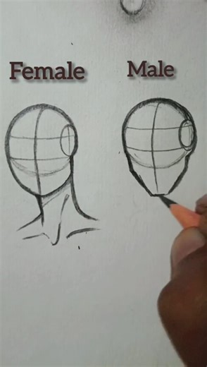 How to draw Male & Female Head Tutorial ✏️ #aesthetic #drawing #art #sketch #Female and Male#shorts