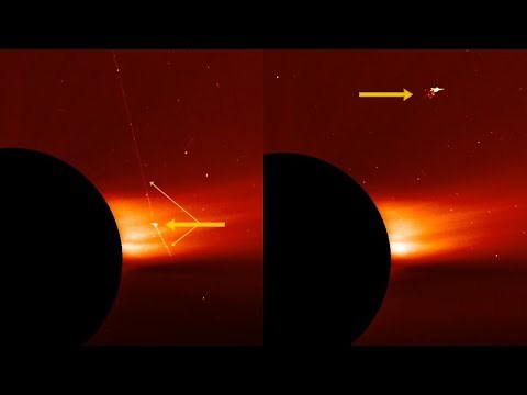 Alien Spacecraft firing huge laser beam caught near the Sun
