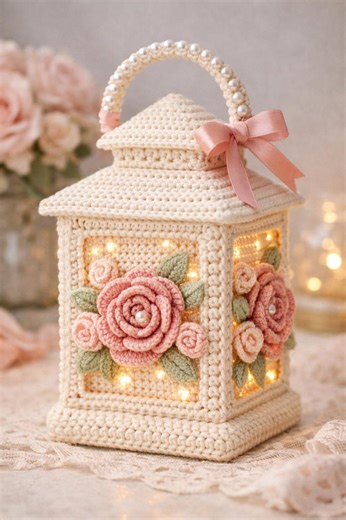 Christmas Lantern Crochet Pattern – LED Holiday Light Decoration (PDF)