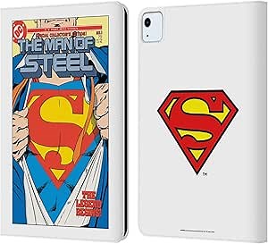 Head Case Designs Officially Licensed Superman DC Comics The Man of Steel 1 Famous Comic Book Covers Leather Wallet Case Compatible with Apple iPad Air 11 2020/2022/2024/2025