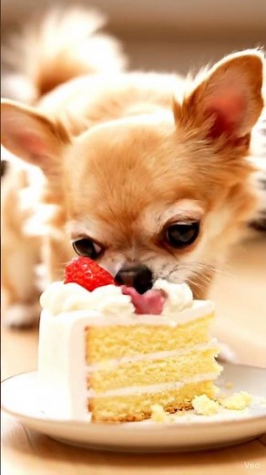 🐶 Cute Little Dog Eating Cake 🍰 | Adorable Puppy Enjoys Birthday Treat | Cute Dog Video