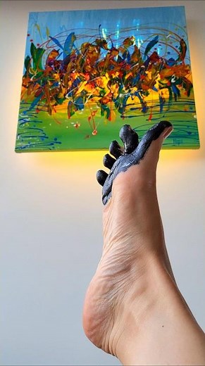 Foot Arch in Paint 🖤 Creating Art with My Toes