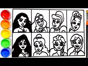 How to draw Disney Princesses - Moana, Aurora, Cinderella, Tiana, Mulan, Belle, Elsa and Anna