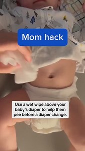 1.4K views · 13 reactions | Be prepared for accidental pees, but this trick might minimize the mess: using a wet wipe to stimulate your baby to pee before a diaper change. Has it worked for you? Share your experience! | Meelah Moss | Facebook