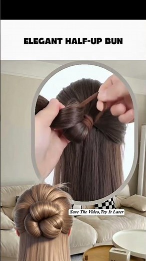 Easy Flower Bun Hairstyle Tutorial-Half-Up Rose Bun for Long Hair #flowerbun #hairtutorial #rosebun