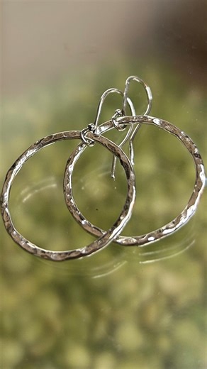 Handmade Hammered Sterling Silver Hoop Earrings, Solid Silver Textured Hoops, Modern Minimalist Everyday Jewelry - Etsy