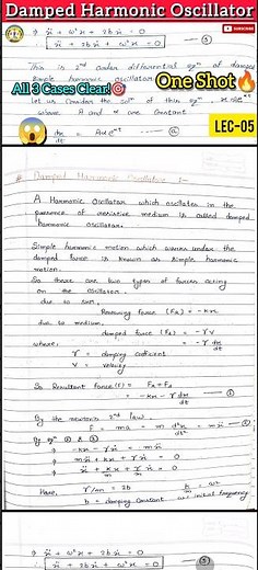 Damped Harmonic Oscillator 🔥 | Full Derivation in 60 Seconds | BSc Physics #viral #bsc #exam #shorts