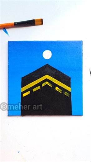 Easy Kaaba sharif painting on canvas 🌙🕋 #muslim #art #artshorts