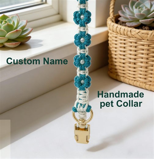 Made to Order Macrame Dog Collar, Custom Size & Colour, Handmade Floral Dog Collar, Artisan Pet Accessory, Unique Dog Gift - Etsy Australia