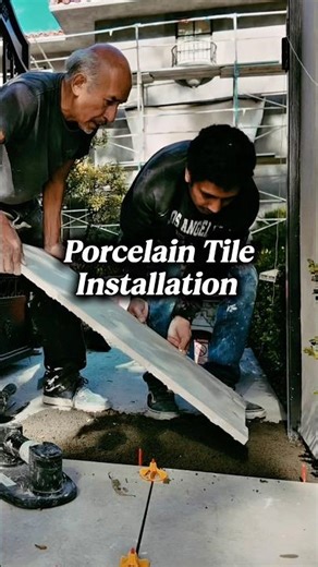 cutting and installing porcelain tile #flooring #homeimprovement #porcelain #constructionlife #tiles
