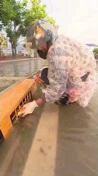 Action After Heavy Rain Remove Plastic Clogged Culvert Drain #unclog #clean #drain #shorts