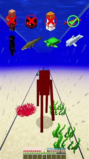 MINECRAFT : MOB'S TEST VS WATER DAMAGE 😍 (MATADORA) #minecraft #shorts