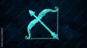 Sagittarius zodiac constellation icons signs with galaxy stars background, Astrology symbol Stock Video