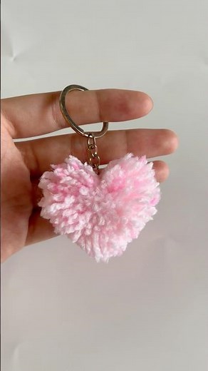 How to Make a Heart Pom Pom with Yarn | Easy DIY Yarn Craft #Shorts