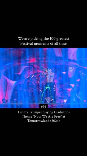 EDM US on Instagram: "Timmy Trumpet playing Gladiator Theme Now We Are Free at Tomorrowland (2024) At Tomorrowland 2024 Timmy Trumpet opened one of the most special moments of his set with a live trumpet intro. He stood at the edge of the stage and played the melody of Now We Are Free while the whole crowd slowly went silent. The sound of the trumpet floating over the mainstage gave the track a completely different weight and you could feel everyone connecting to it right away. Then he played a