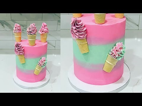 Butterceam ice cream cone cake | Cake decorating tutorials | Sugarella Sweets