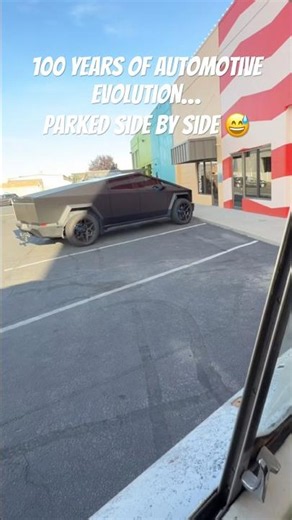 1966 Ford F-250 Meets a Tesla Cybertruck 🤯 Old School vs New School #shorts #ford #tesla