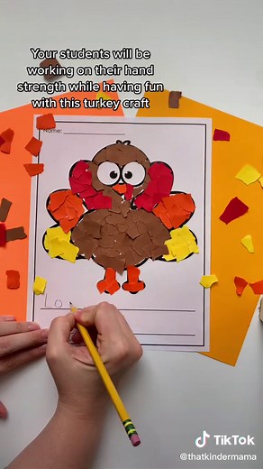 Turkey Tear Art: Fun Kindergarten Fine Motor Craft for November!
