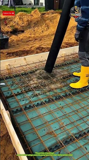 Concrete Floor Pouring Process with Reinforcement for Strong Foundation #construction
