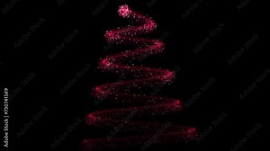 Christmas Tree Animation on a transparent background. From Red Particles. Alpha channel.