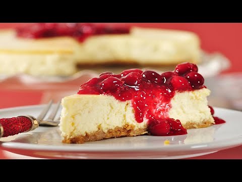 Ricotta Cheesecake With Cran-Raspberry Sauce Recipe Demonstration - Joyofbaking.com