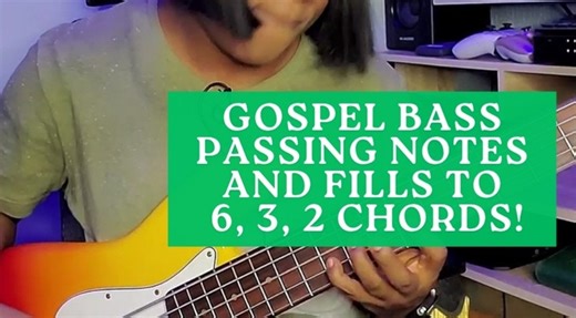 Gospel bass passing notes and fills to 6, 3, 2 chords. Sound sweet 😋 Get more videos here https://youtu.be/bRxpI8AZ2dU #bassplayer #bassguitar #basslessons #meta | BassLady
