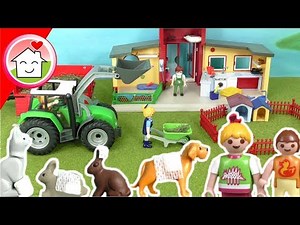 Playmobil Tierklinik Traktor Tiere - Familie Hauser Spielzeug Video für Kinder
