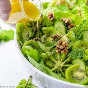 Kiwi Cucumber Salad with Walnuts and Fresh Mint