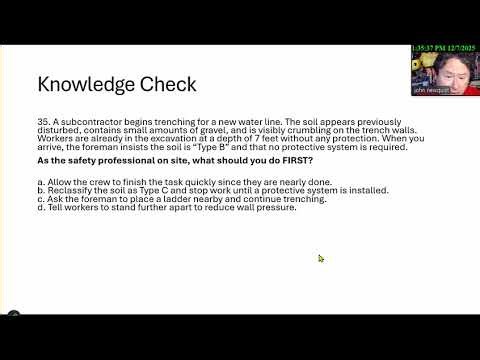 Daily Quiz ep77 Excavation Safety December 22 2025 BCSP