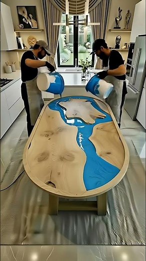 Crafting a Luxury Blue River Epoxy Table | Step-by-Step DIY#epoxy #homerenovation #interiordesign