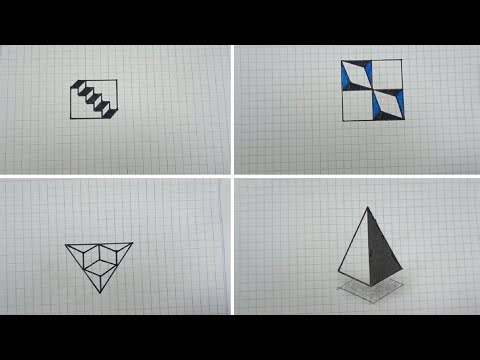 4 easy 3-dimensional drawings by simple drawing tutorial