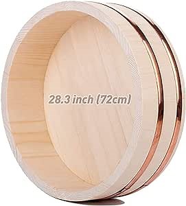 Large Hangiri Wooden Sushi Rice Bowl Sushi Oke Tub Hangiri Sushi Rice Mixing Tub 28 Inch Oversized Sushi Rice Tub for Sushi Restaurant Buffet Kitchen