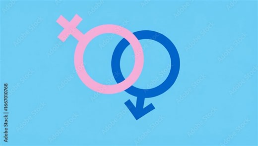 Symbolic representation of the male and female gender symbols, overlapping in a symbolic gesture of unity