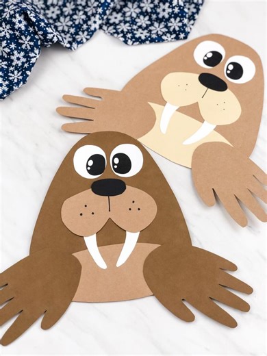 Walrus Handprint Craft Template | Fine Motor Arctic Animal Activity | Printable Walrus Craft Kit - Etsy Canada