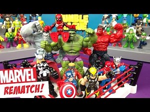 Marvel Superhero Toys REMATCH Shake RUMBLE with Spiderman, HULK & Avengers Toys // RUMBLE LEAGUE