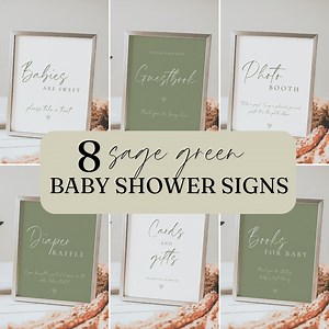 Sage Green Baby Shower Signs Bundle Editable Baby Shower Sign Bundle 8 Printable Baby Shower Signage Printable Editable Template - Etsy