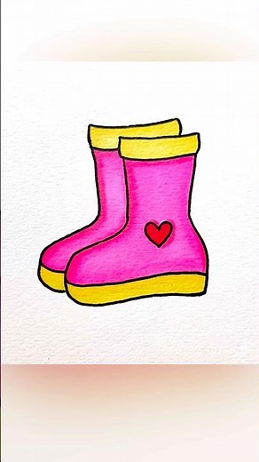 How to draw boots | cute pink pair of boots easy drawing for kids #simple #stepbystep #artforkids