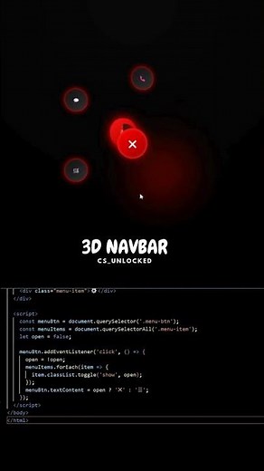 Create a 3D Floating Navbar in Just 3 Languages💻|‪@cs_unlocked‬ #coding #programming #viral #shorts