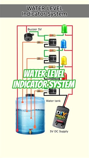 Water Level Indicator with Buzzer Using BC547 Transistor #diyelectronic #diy #system