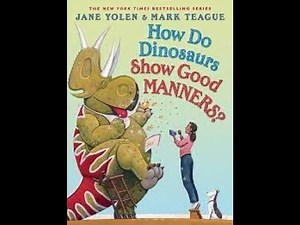 Mrs. Larison reads aloud, "How do Dinosaurs Show Good Manners," by Jane Yolen and Mark Teague