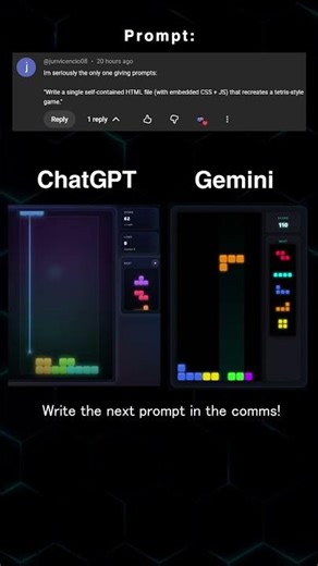 ChatGPT vs Gemini — Tetris–Style Game (HTML/CSS/JS)