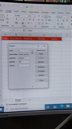 ✅ Data Entry Form in Excel 🚀 #excel #exceltips #dataentry #excelshortcuts #exceltricks #shorta