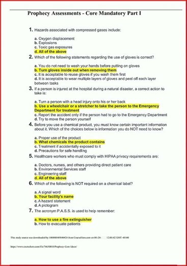 nursing 1 prophecy assessments core mandatory part i prophecy core mandatory part 1 attempt score 10