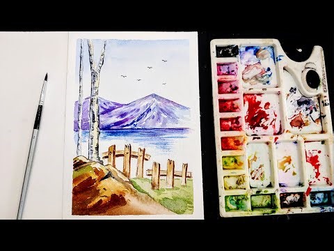 Watercolor Landscape Painting/Easy Watercolor for Beginners/Step by Step/Tutorial Video