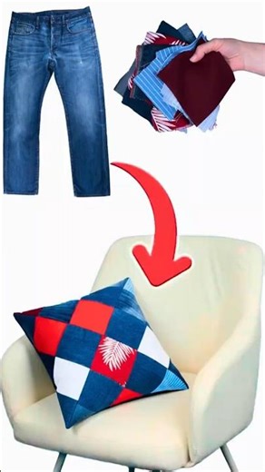 DIY Pillow from Old Jeans Miarti🪡🧵✂️ ✌️