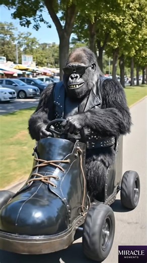 Gorilla Riding a Giant Shoe Car! 🦍👞 | Miracle Moments #Shorts #Comedy #AI