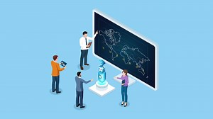 Download Business leaders studying machine learning and artificial intelligence from Robot. 2D isometric Animation for free