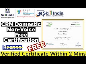E-SKILL India Free Courses | CRM Domestic Non-Voice Free Certification | Free Certificate