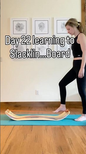 Day 22: Learning How To Balance on Slackline with my NEW Sunrise SlackBoard #balancetrainer #yoga